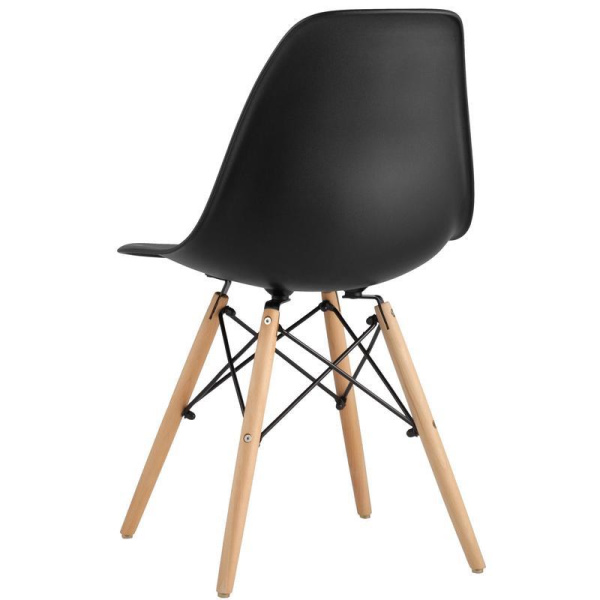 Стул для столовых Eames черный (пластик/металл/деревянные ножки)