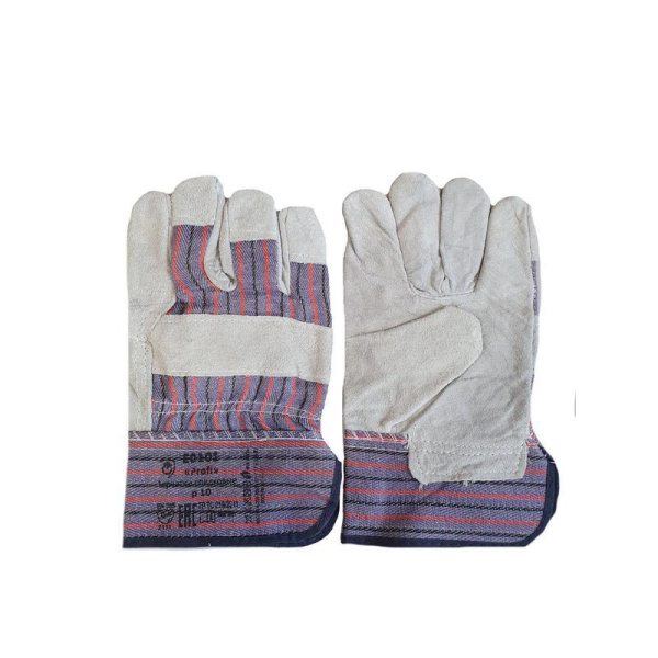 Перчатки рабочие спилковые комбинированные эконом (размер 10, XL)