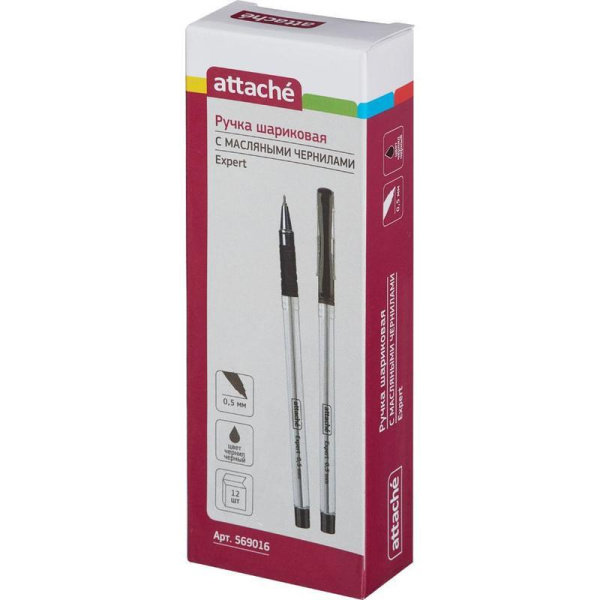 Ручка шариковая Attache Expert черная (масляные чернила, толщина линии 0.7 мм)
