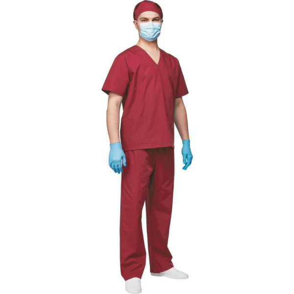 Костюм хирурга универсальный м05-КБР бордовый (размер 44-46, рост  158-164)