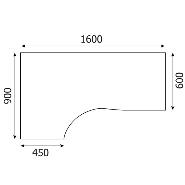 Стол эргономичный Simple SET160-1L левый серый (1600x900x760 мм)