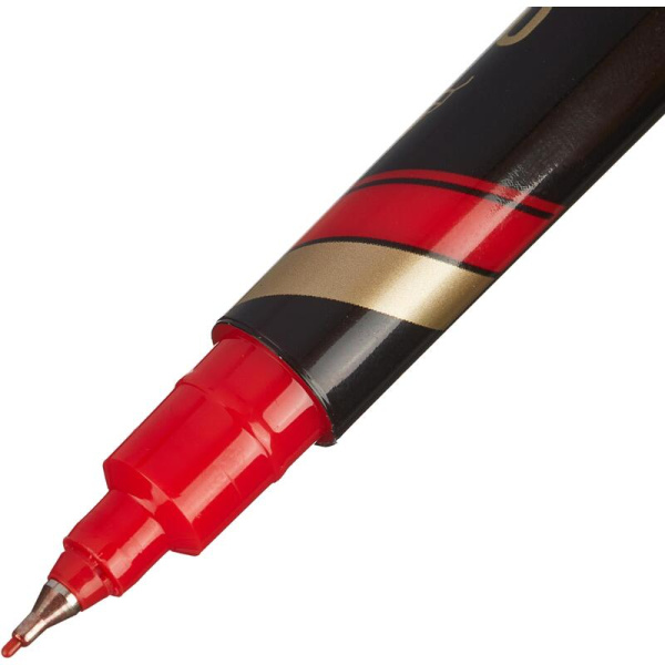 Маркер перманентный двухсторонний Deli EU10440 Mate красный (толщина линии 0.5-1 мм) круглый/скошенный наконечник
