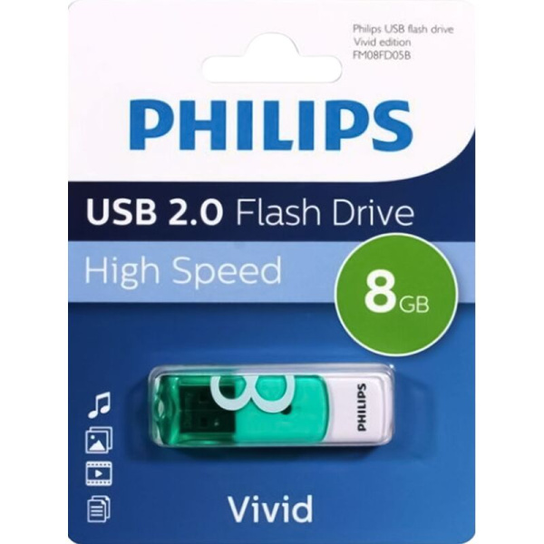 Флешка USB 2.0 8 ГБ Philips VIVID 2.0 (FM08FD05B/97)