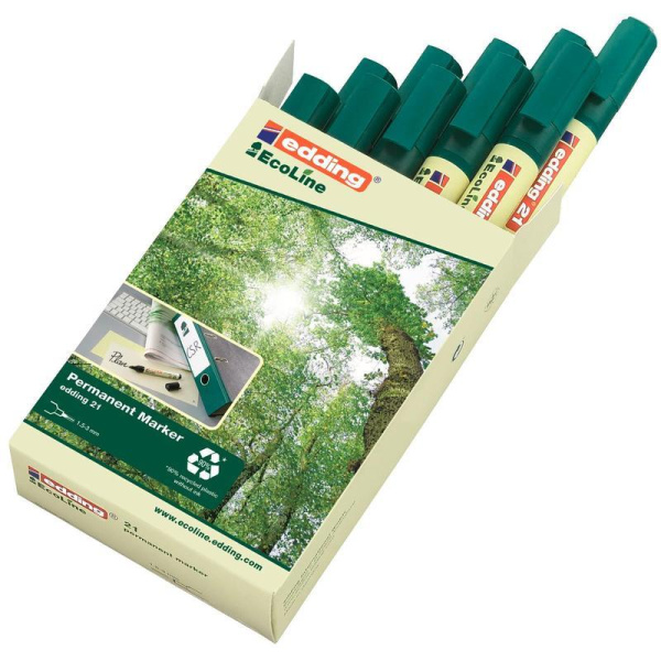 Маркер перманентный Edding Eco E-21/4 зеленый (толщина линии 1,5-3 мм)