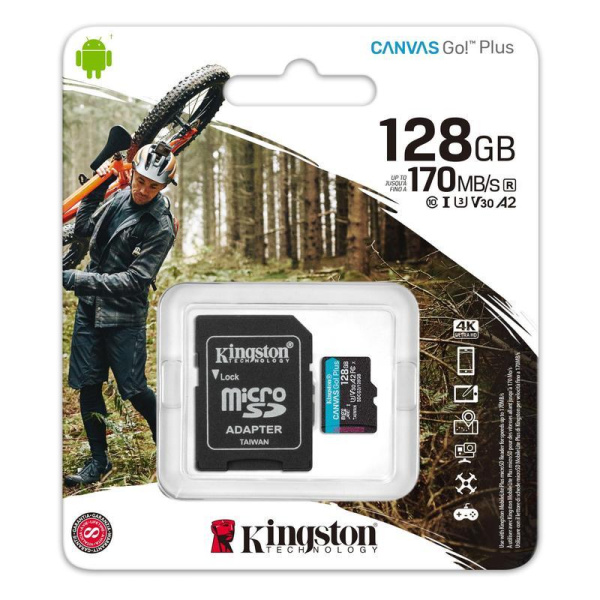 Карта памяти 128 Гб microSDXC Kingston Canvas Go! Plus UHS-I U3 A2 V30 (SDCG3/128Gb)