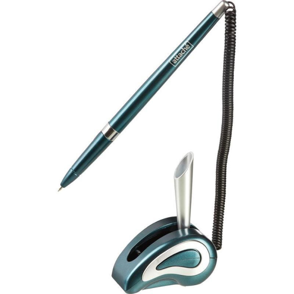 Ручка шариковая на липучке Attache синяя (для стены и стола, синий корпус, толщина линии 0.5 мм)