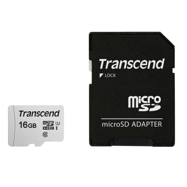 Карта памяти 16 ГБ micro SDHC Transcend TS16GUSD300S-A Class 10 UHS-I