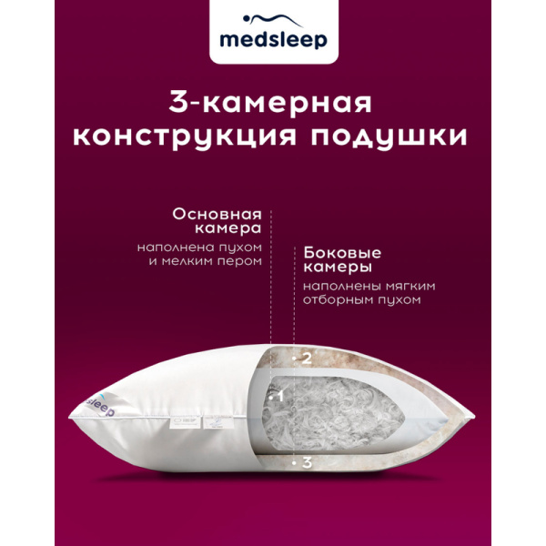 Подушка Medsleep Down Relax for Women 70х70 см гусиный пух/батист