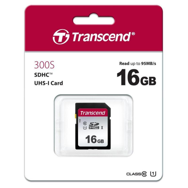 Карта памяти Transcend SDHC 16 Gb Class 10 (TS16GSDC300S)