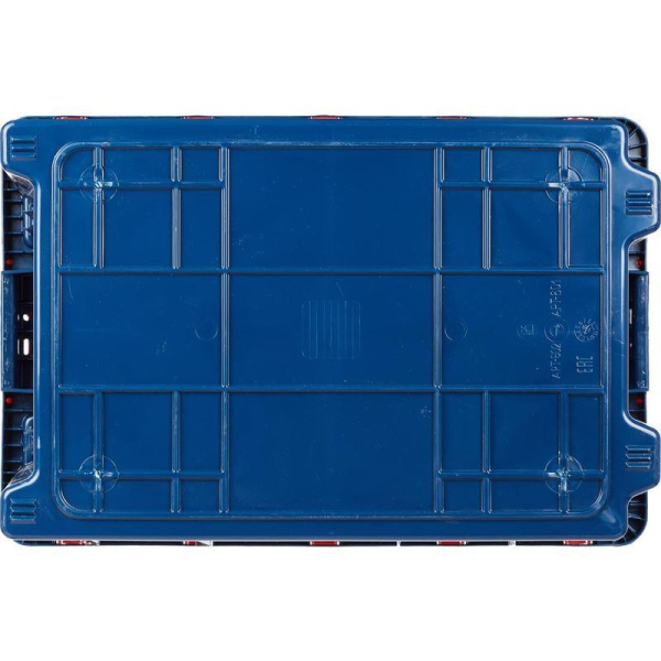 Ящик (лоток) универсальный из ПНД с крышкой 600х400х300 мм синий/оранжевый