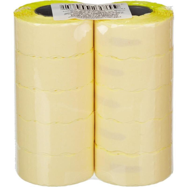 Этикет-лента волна желтая 26х16 мм (10 рулонов по 1000 этикеток)