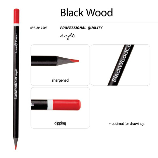 Карандаши цветные Bruno Visconti Black Wood 12 цветов трехгранные