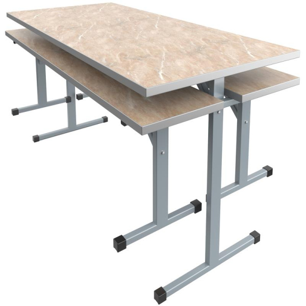 Стол обеденный под скамью (мрамор бежевый/серый, 1500х700х760 мм)