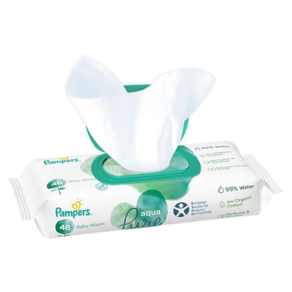 Влажные салфетки детские Pampers Aqua Pure 48 штук в упаковке