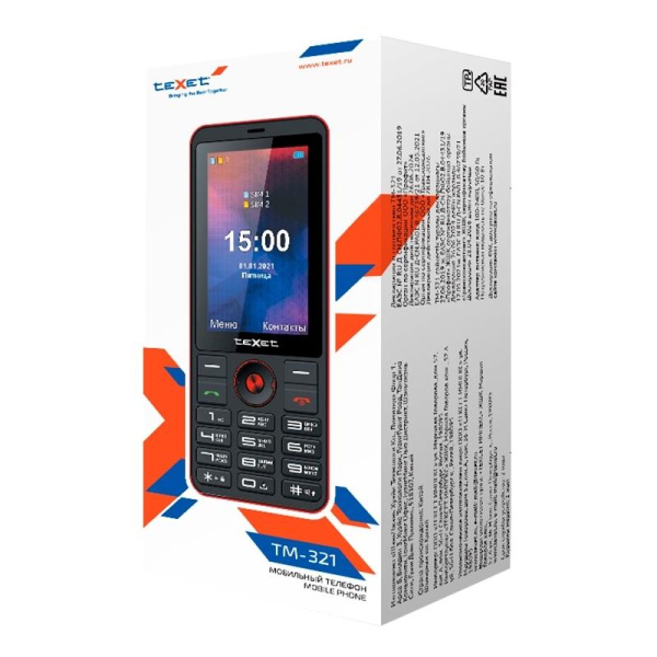 Мобильный телефон Texet TM-321 черный/красный