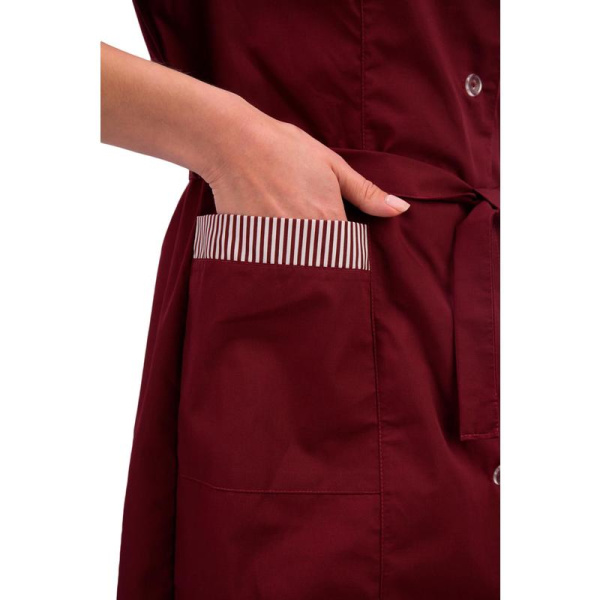 Халат для горничных и уборщиц у01-ХЛ с коротким рукавом бордовый (размер 44-46, рост 158-164)