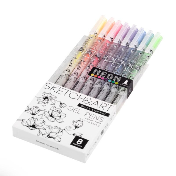 Набор гелевых ручек Sketch&Art Uni Write.Neon 8 цветов (толщина  линии 0.8 мм) (20-0307)
