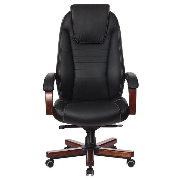 Кресло для руководителя Бюрократ T9923 черное (натуральная кожа с  компаньоном, металл)