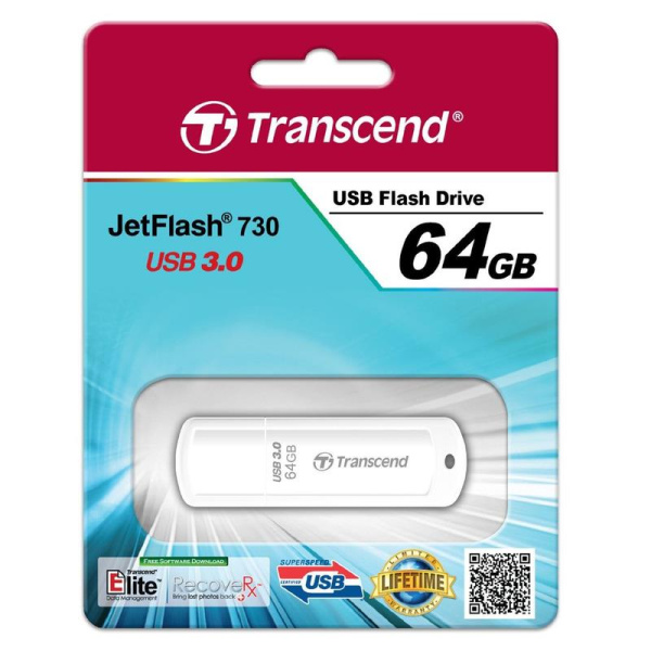 Флеш-память Transcend JetFlash 730 64 Gb USB 3.0 белая