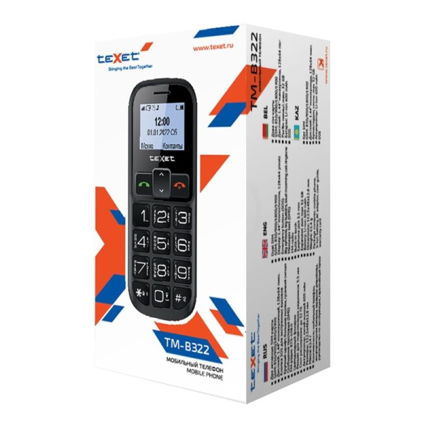Мобильный телефон Texet TM-B322 черный/красный