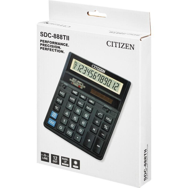 Калькулятор настольный полноразмерный Citizen SDC-888TII 12-разрядный черный