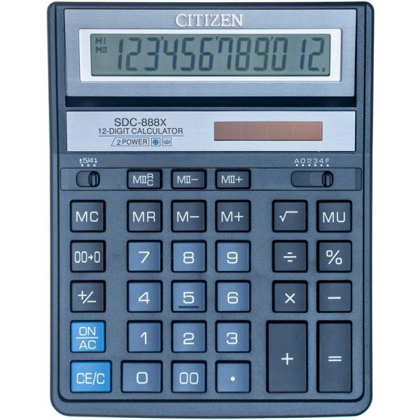 Калькулятор настольный полноразмерный Citizen SDC-888XBL 12-разрядный синий