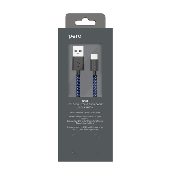 Кабель Pero USB A - USB Type-C 2 м (4603768350125)