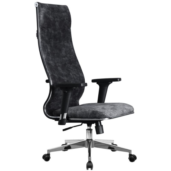 Кресло для руководителя Метта L 1m 42 Bravo 200/004 темно-серое (ткань,  металл)