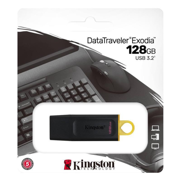 Флеш-память Kingston DataTraveler Exodia, USB 3.2 G1, жел/чер, DTX/128GB