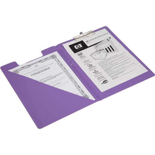 Папка-планшет с зажимом Attache Bright colours A4 сиреневая с выдвижным подвесом