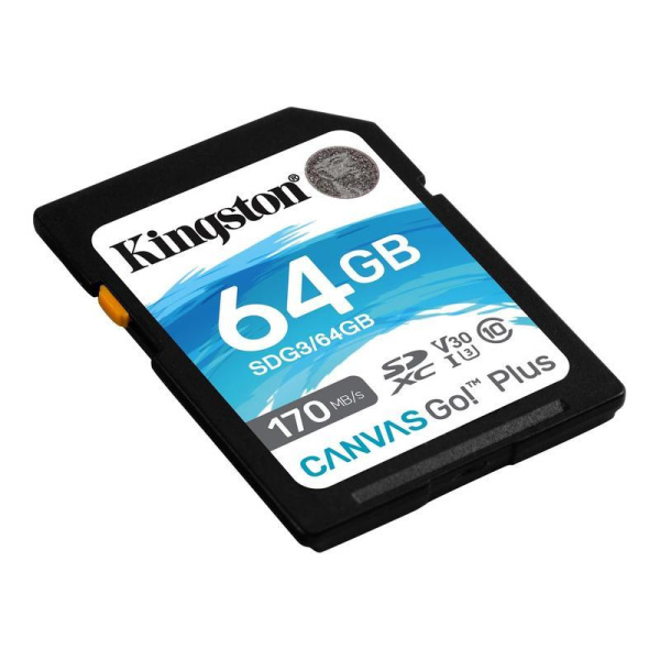 Карта памяти 64 Гб SDXC Kingston Canvas Go! Plus UHS-I U3 A2 V30 (SDG3/64Gb)