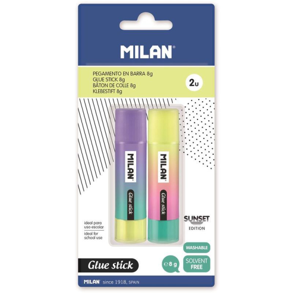 Клей-карандаш Milan 8 г 2 штуки в упаковке