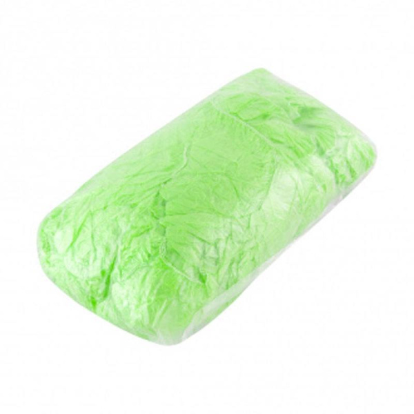 Бахилы одноразовые полиэтиленовые повышенной плотности 35 мкм зеленые (3,5 г, 50 пар в упаковке)