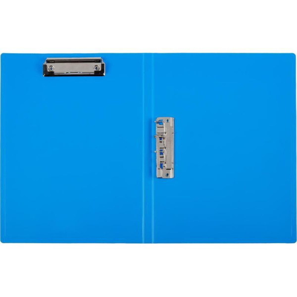 Папка с двумя зажимами А4 0.7 мм синяя (до 150 листов, боковой и верхний зажим)