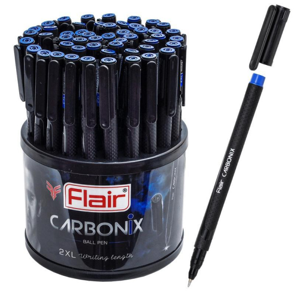 Ручка шариковая неавтоматическая Flair Carbonix синяя (толщина линии 0.7  мм)