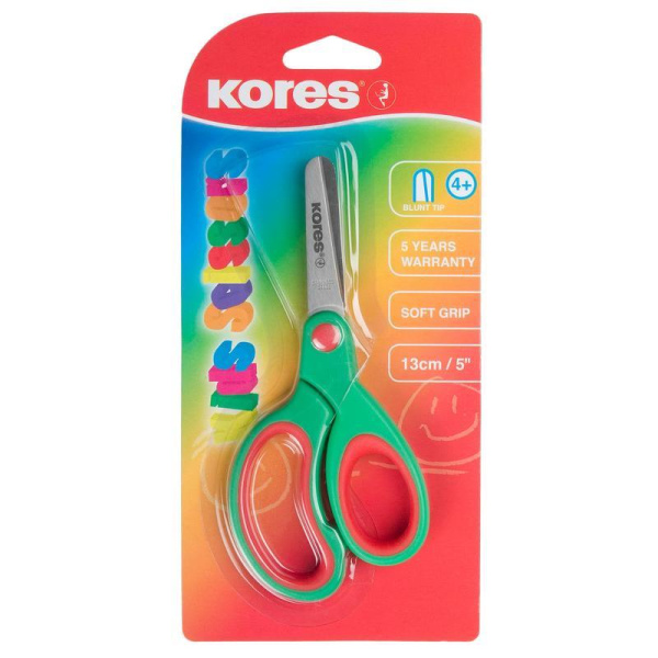 Ножницы детские Kores Softgrip (13 см, с пластиковыми прорезиненными эллиптическими ручками)