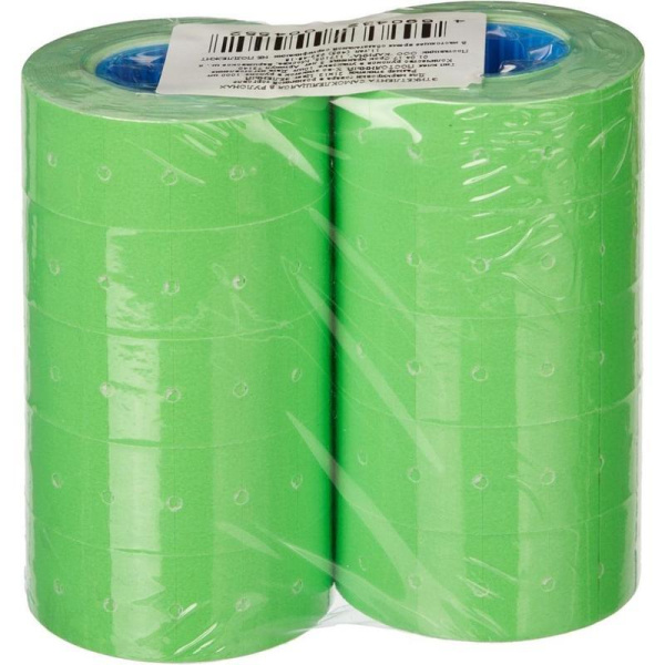 Этикет-лента прямоугольная зеленая 21.5х12 мм (10 рулонов по 1000 этикеток)
