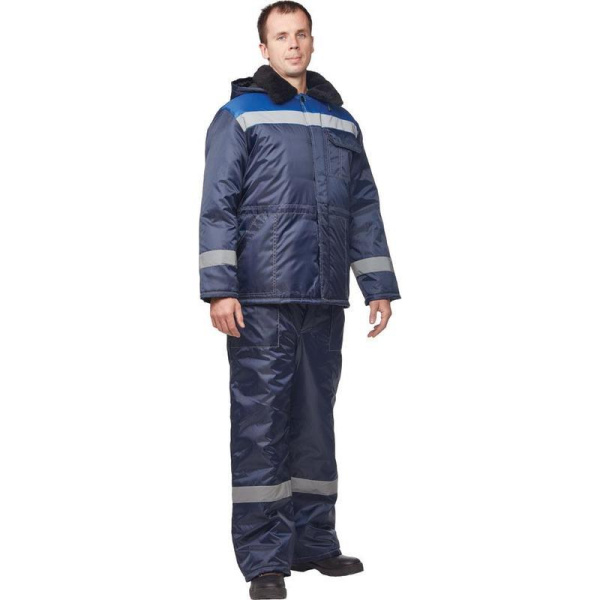 Куртка рабочая зимняя мужская з32-КУ с СОП синяя/васильковая из ткани  оксфорд (размер 40-42, рост 158-164)