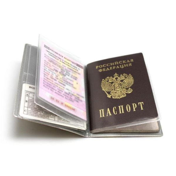 Обложка для паспорта ДПС  с файлами для автодокументов из ПВХ черного цвета (2812.АП-207)