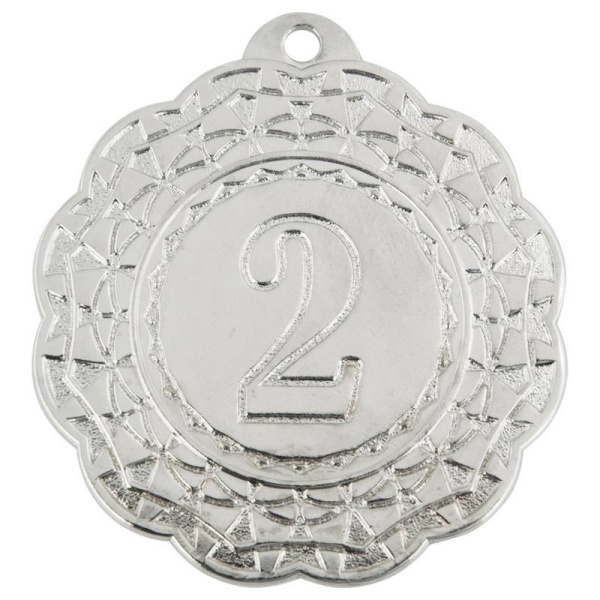Медаль призовая 2 место 42 мм серебристая
