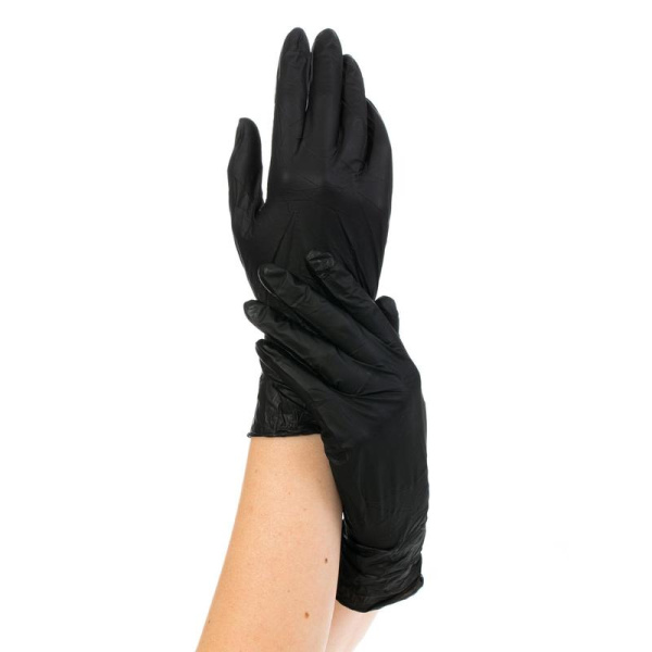 Перчатки медицинские смотровые нитриловые NitriMax нестерильные  неопудренные размер S (6.5-7) черные (100 штук в упаковке)
