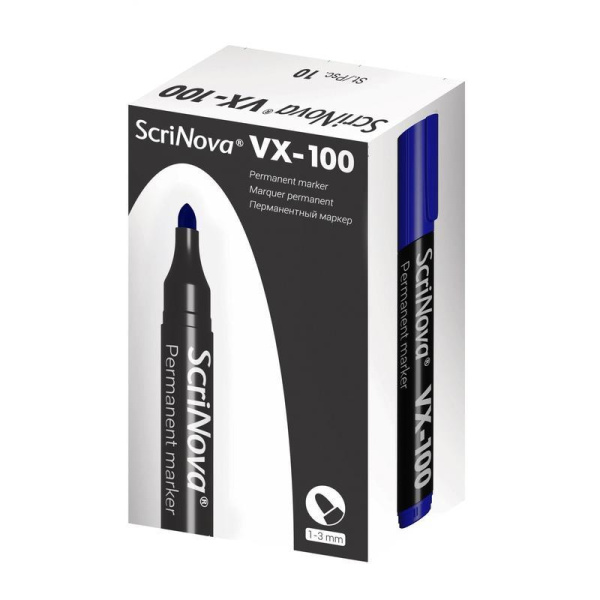 Маркер перманентный ScriNova VX-100 синий (толщина линии 1-3 мм)