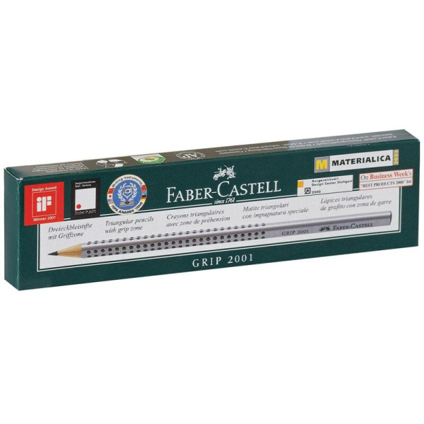 Карандаш чернографитный деревянный 2В Faber-Castell GRIP 2001 заточенный  трехгранный