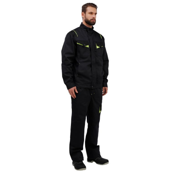Куртка рабочая летняя мужская л27-КУ темно-серая/черная (размер 44-46, рост 170-176)