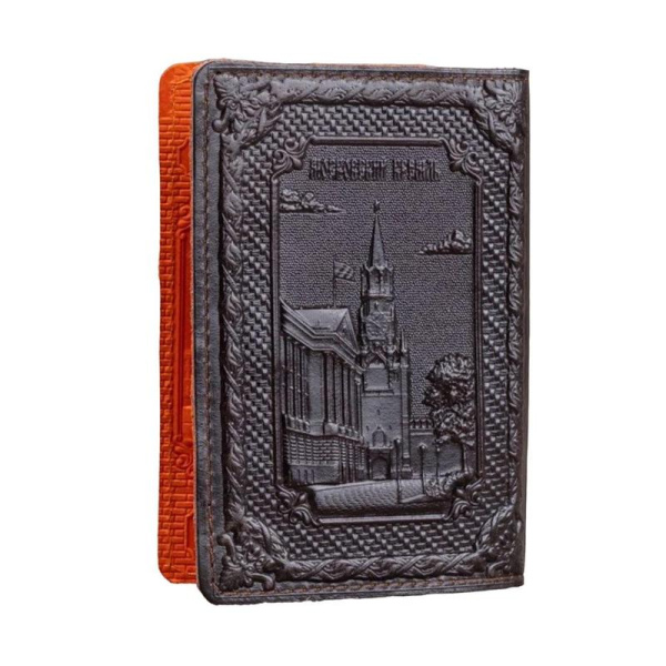 Обложка на паспорт Кожевенная Мануфактура Кремль из натуральной кожи  черного цвета (Op0100203)