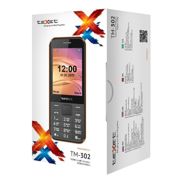 Мобильный телефон teXet TM-302 черный/красный