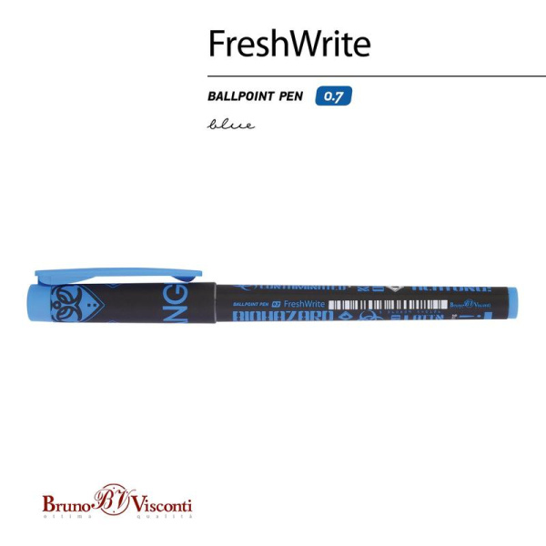 Ручка шариковая неавтоматическая Bruno Visconti FreshWrite Биологическая  опасность! синяя (толщина линии 0.5 мм)