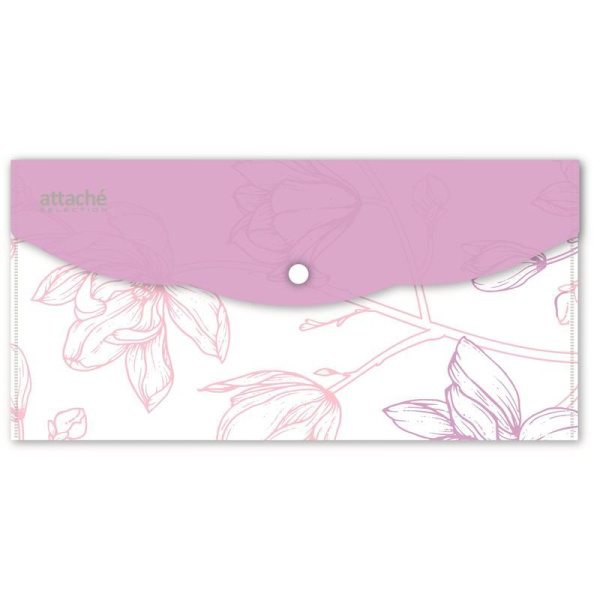 Папка-конверт на кнопке Attache Selection Flower Dreams евро в ассортименте 180 мкм (6 штук в упаковке)