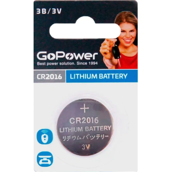 Батарейка CR2016 GoPower Батарейка CR2016 GoPower