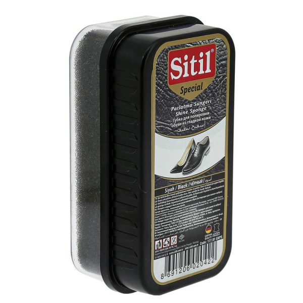 Губка для обуви Sitil Shine Sponge черная для гладкой кожи